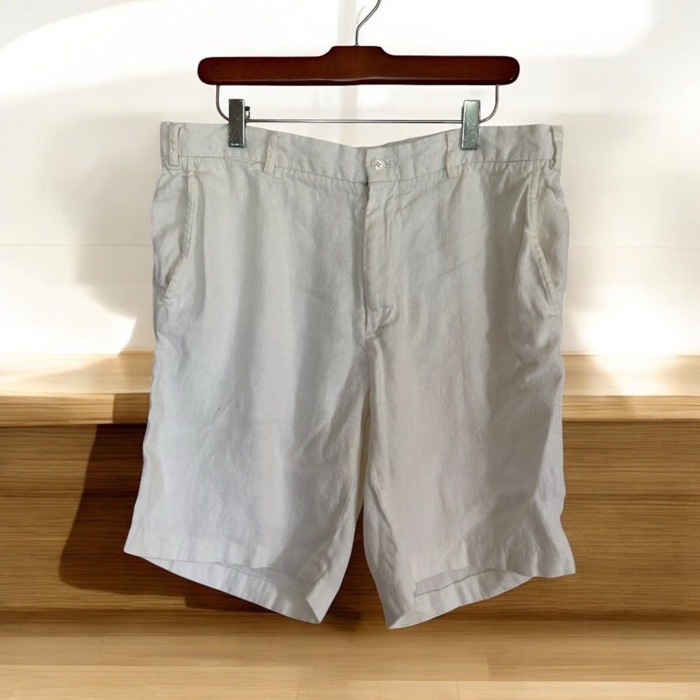 J. McLaughlin‎ Linen Shorts White 34 Mens Casual Summer Beach